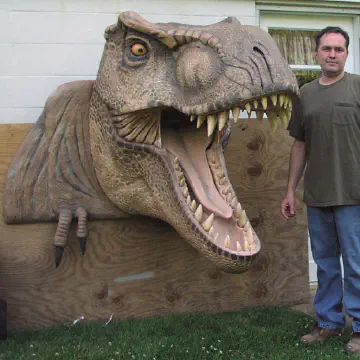 Dinosaur Head Carved for Tradeshow