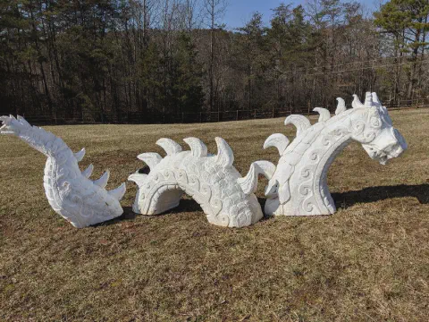 Large Sea Serpent Carved Out of Expanded Polystyrene