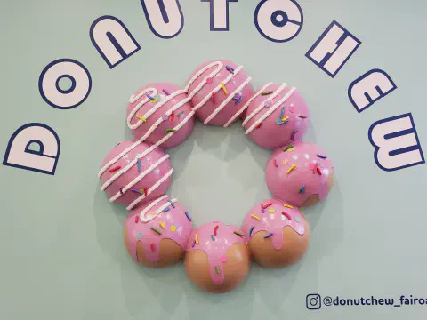 Mochi Donut Sign Using Large Foam Spheres