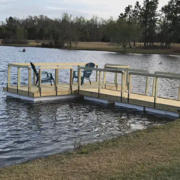 Seven blocks of .9 lb Virgin EPS were used to float this dock in Millen, GA